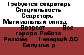 Требуется секретарь › Специальность ­ Секретарь  › Минимальный оклад ­ 38 500 › Возраст ­ 20 - Все города Работа » Резюме   . Ненецкий АО,Белушье д.